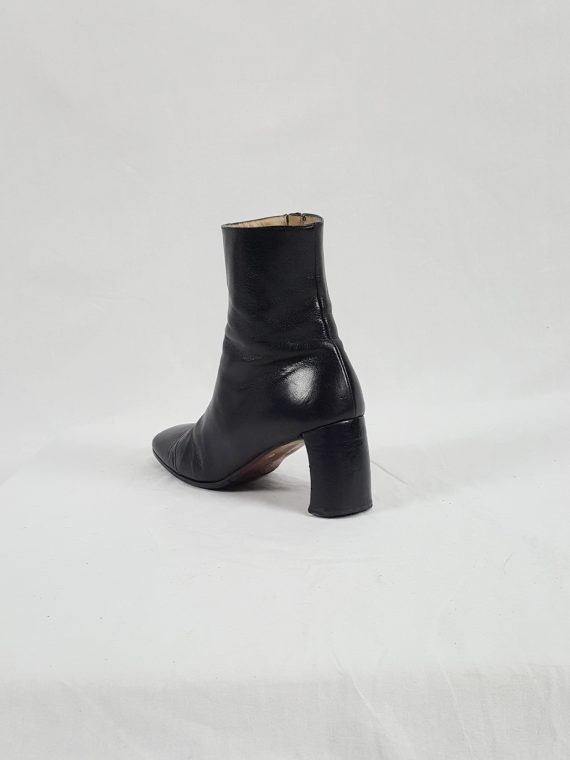 Vaniitas Ann Demeulemeester black ankle boots with banana heel 1990S 122318(0)