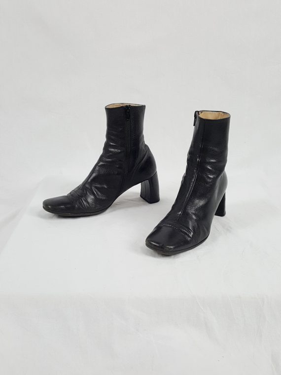 Vaniitas Ann Demeulemeester black ankle boots with banana heel 1990S 122416