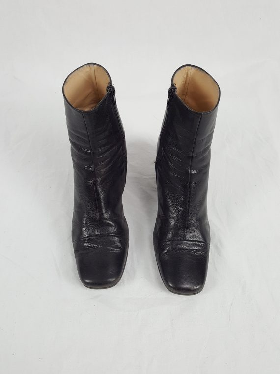 Vaniitas Ann Demeulemeester black ankle boots with banana heel 1990S 122521