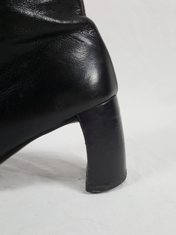 Vaniitas Ann Demeulemeester black ankle boots with banana heel 1990S 122635