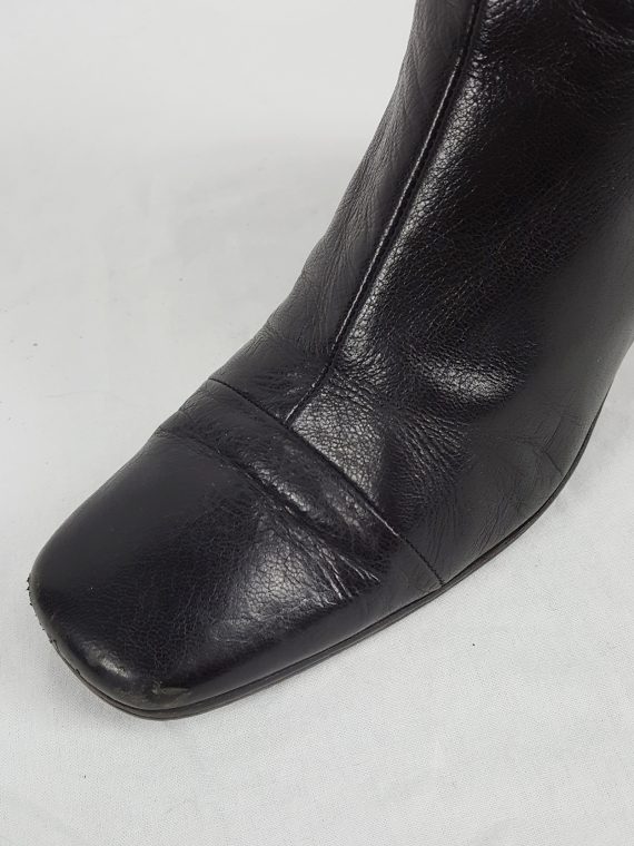Vaniitas Ann Demeulemeester black ankle boots with banana heel 1990S 122646