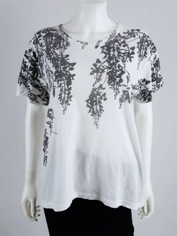 Vaniitas Ann Demeulemeester white t-shirt with black wisteria print spring 2014 125813