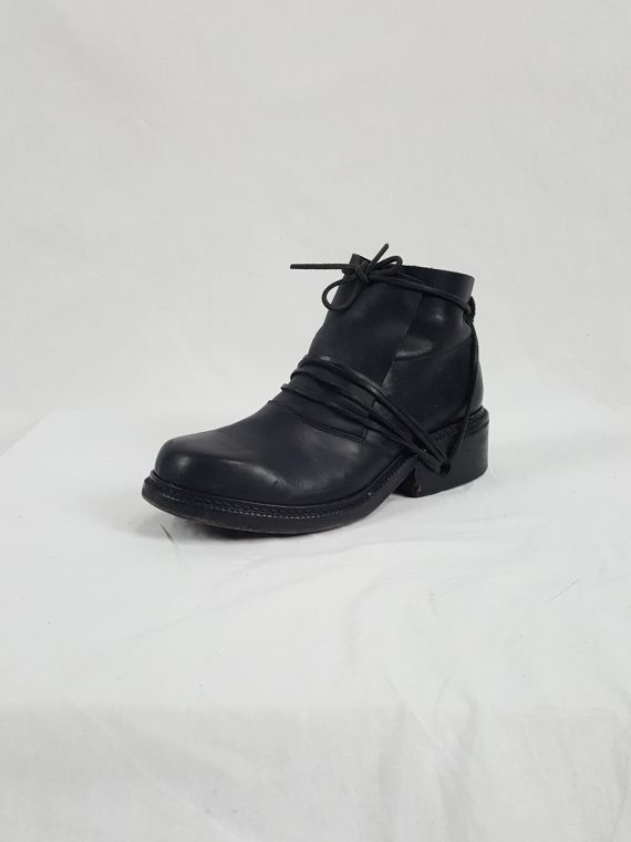 Vaniitas Dirk Bikkembergs black boots with laces through the soles late 1990S 1514231 copy
