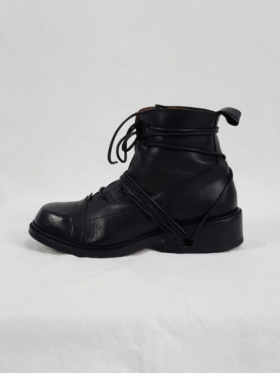 Vaniitas Dirk Bikkembergs black lace-up boots with laces through the soles 1990S 143454
