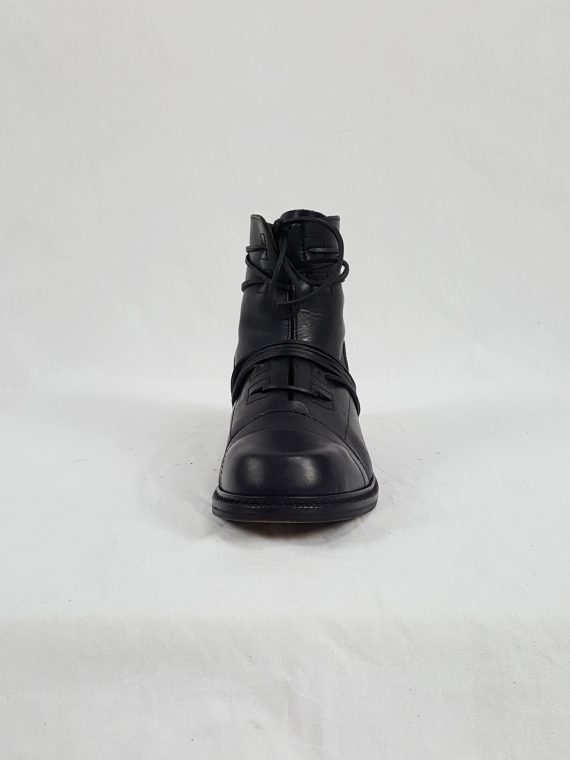 Vaniitas Dirk Bikkembergs black lace-up boots with laces through the soles 1990S 143527