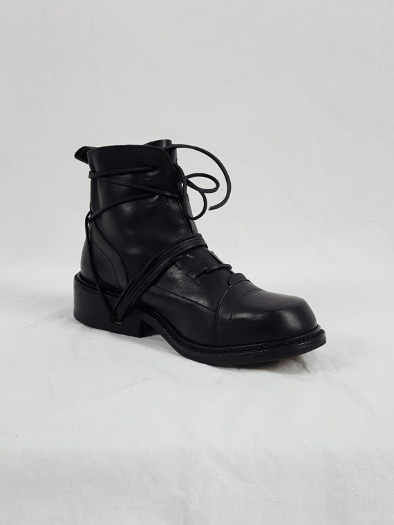 Vaniitas Dirk Bikkembergs black lace-up boots with laces through the soles 1990S 143543