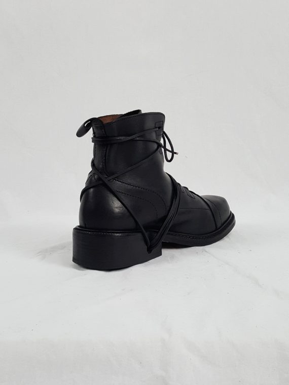 Vaniitas Dirk Bikkembergs black lace-up boots with laces through the soles 1990S 143610(0)