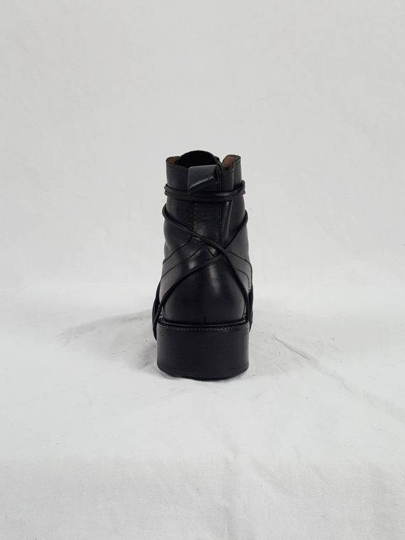 Vaniitas Dirk Bikkembergs black lace-up boots with laces through the soles 1990S 143618