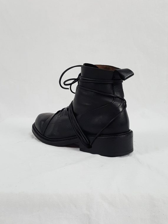 Vaniitas Dirk Bikkembergs black lace-up boots with laces through the soles 1990S 143629
