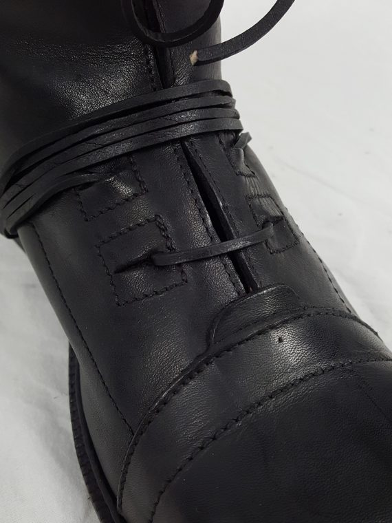 Vaniitas Dirk Bikkembergs black lace-up boots with laces through the soles 1990S 143713
