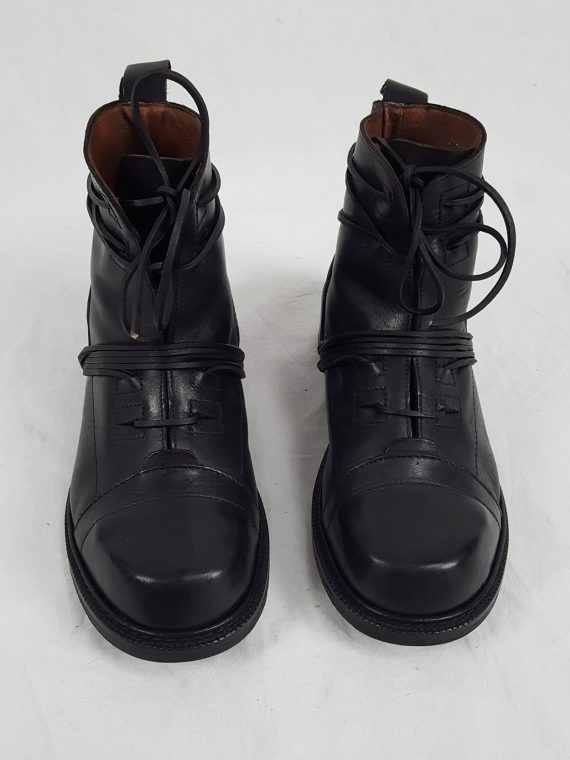 Vaniitas Dirk Bikkembergs black lace-up boots with laces through the soles 1990S 143742(0)