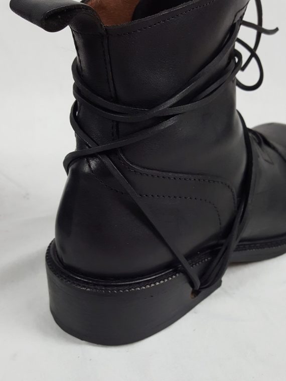 Vaniitas Dirk Bikkembergs black lace-up boots with laces through the soles 1990S 143807