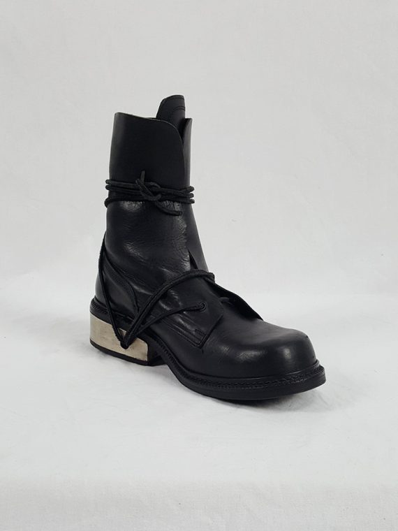 Vaniitas Dirk Bikkembergs black tall boots with laces through the metal heel 90S 1990S 19171