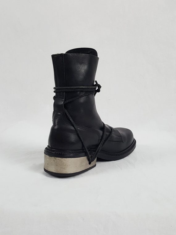 Vaniitas Dirk Bikkembergs black tall boots with laces through the metal heel 90S 1990S 191729