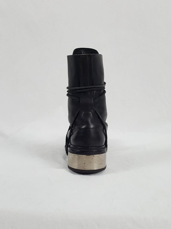 Vaniitas Dirk Bikkembergs black tall boots with laces through the metal heel 90S 1990S 191737