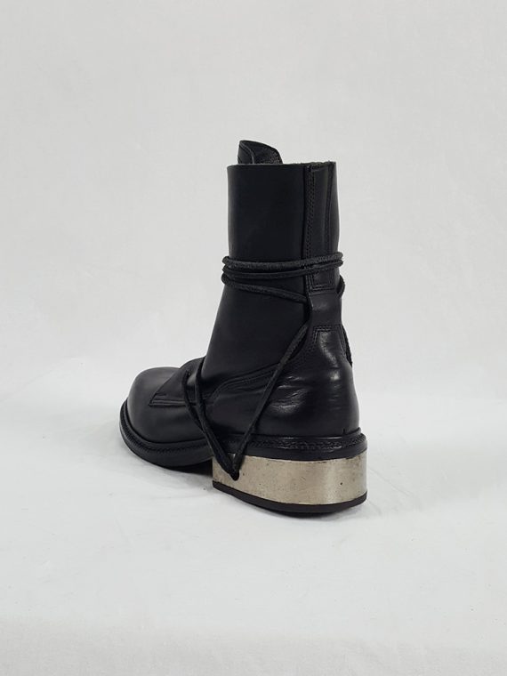 Vaniitas Dirk Bikkembergs black tall boots with laces through the metal heel 90S 1990S 19174