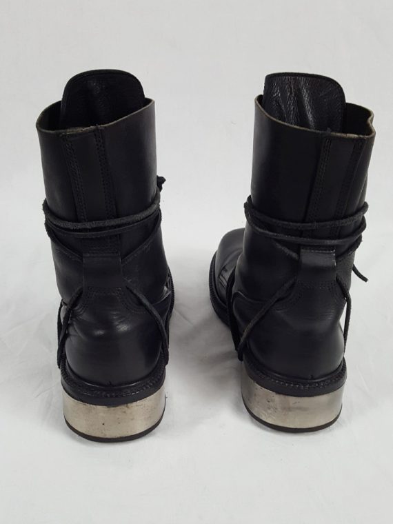 Vaniitas Dirk Bikkembergs black tall boots with laces through the metal heel 90S 1990S 191954
