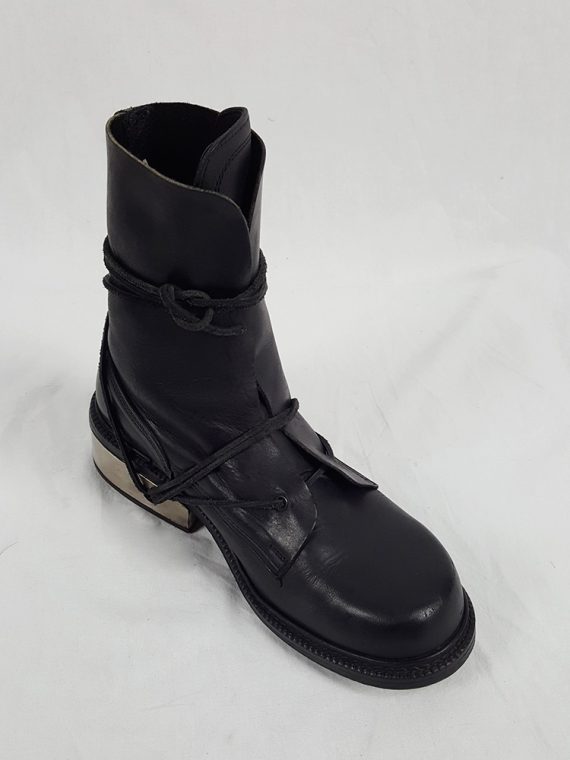 Vaniitas Dirk Bikkembergs black tall boots with laces through the metal heel 90S 1990S 192008