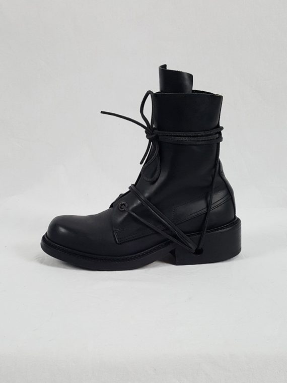 Vaniitas Dirk Bikkembergs black tall boots with laces through the soles 1990S 90S191104