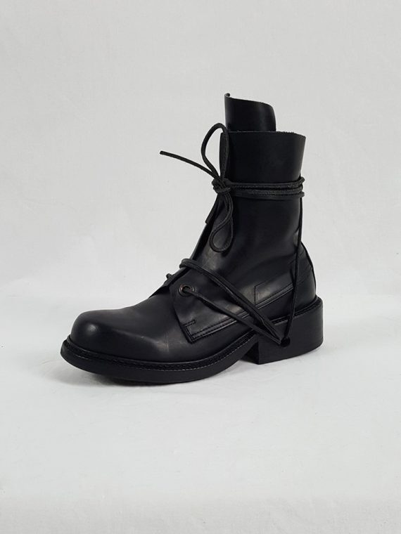 Vaniitas Dirk Bikkembergs black tall boots with laces through the soles 1990S 90S191152