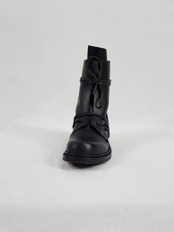 Vaniitas Dirk Bikkembergs black tall boots with laces through the soles 1990S 90S191204