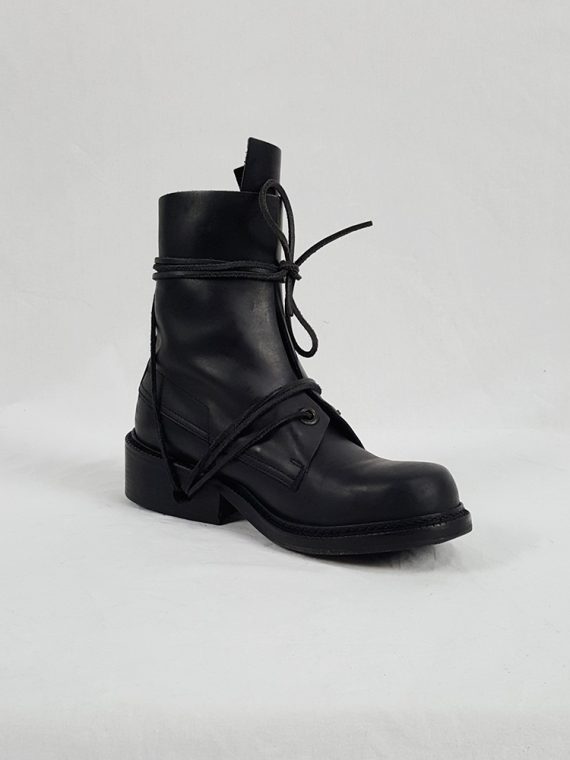 Vaniitas Dirk Bikkembergs black tall boots with laces through the soles 1990S 90S191213