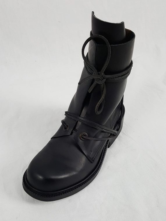 Vaniitas Dirk Bikkembergs black tall boots with laces through the soles 1990S 90S191305