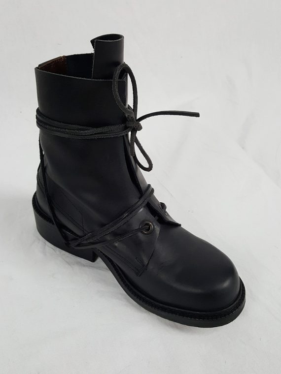 Vaniitas Dirk Bikkembergs black tall boots with laces through the soles 1990S 90S191316