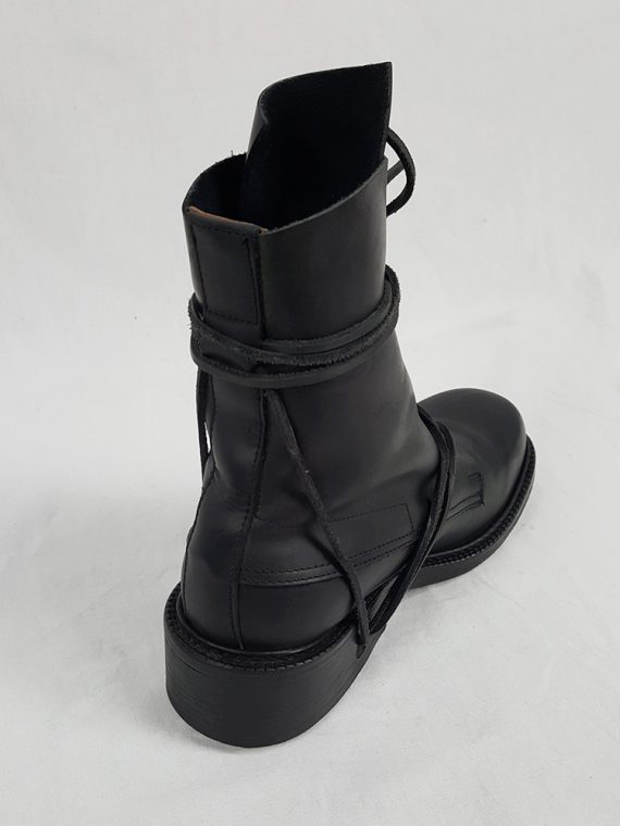 Vaniitas Dirk Bikkembergs black tall boots with laces through the soles 1990S 90S191324