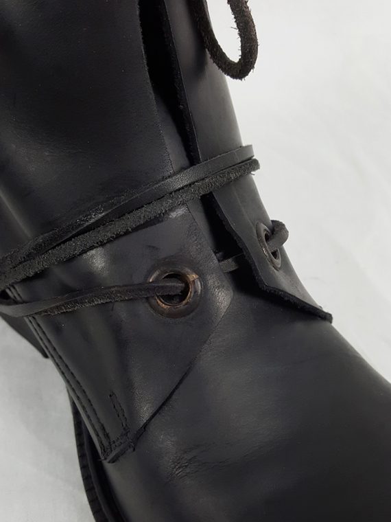 Vaniitas Dirk Bikkembergs black tall boots with laces through the soles 1990S 90S19134