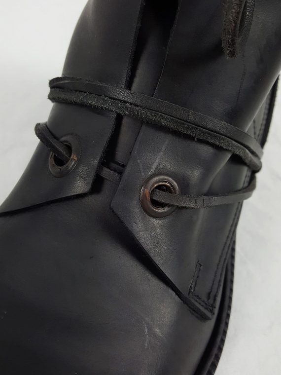 Vaniitas Dirk Bikkembergs black tall boots with laces through the soles 1990S 90S191352(0)