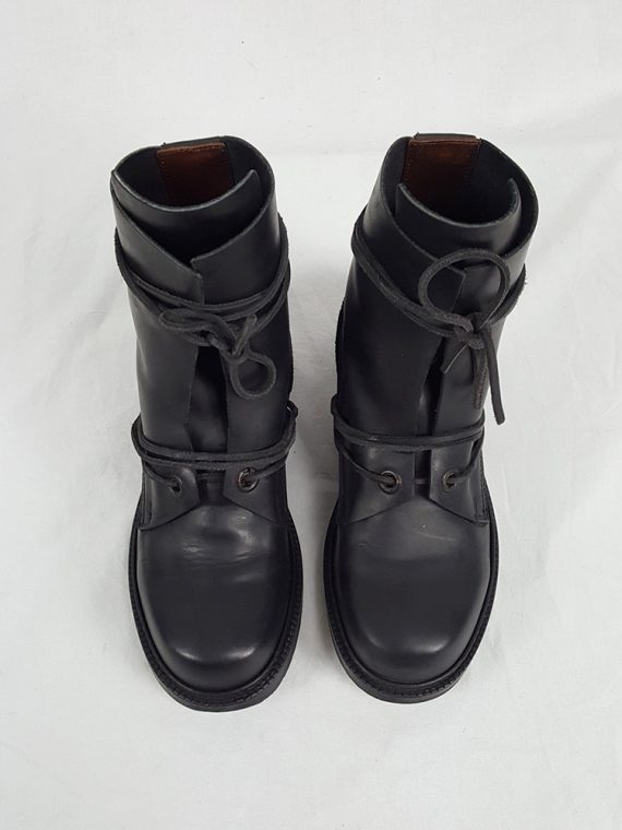 Vaniitas Dirk Bikkembergs black tall boots with laces through the soles 1990S 90S191507