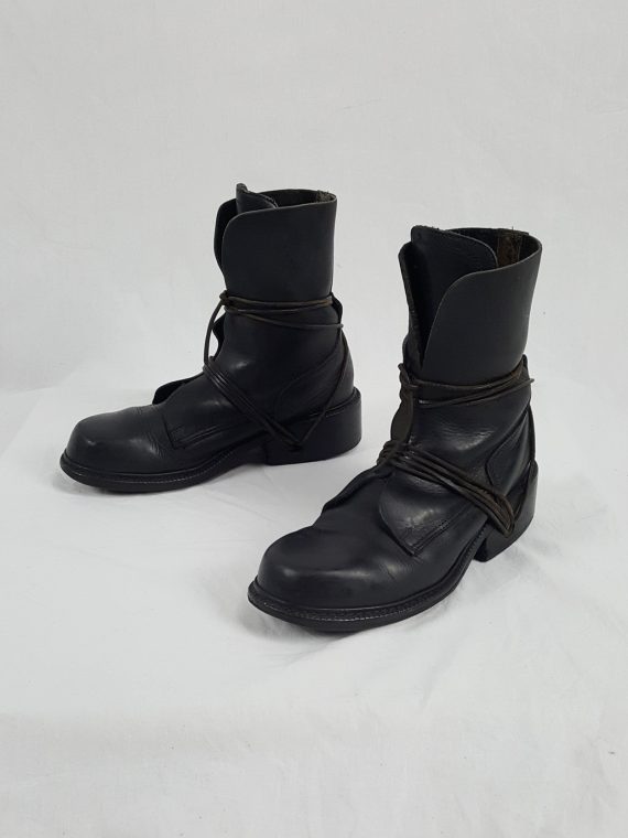 Vaniitas Dirk Bikkembergs black tall boots with laces through the soles 1990s113030