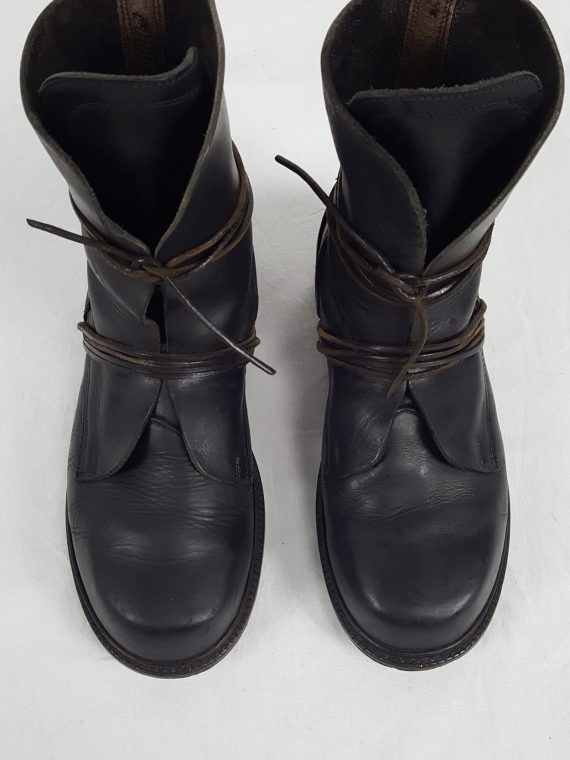Vaniitas Dirk Bikkembergs black tall boots with laces through the soles 1990s113055