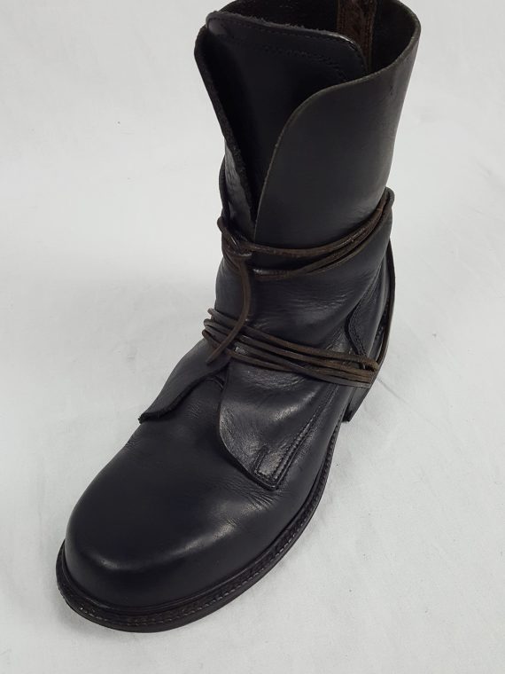 Vaniitas Dirk Bikkembergs black tall boots with laces through the soles 1990s113442