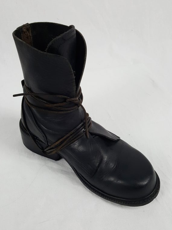 Vaniitas Dirk Bikkembergs black tall boots with laces through the soles 1990s113450