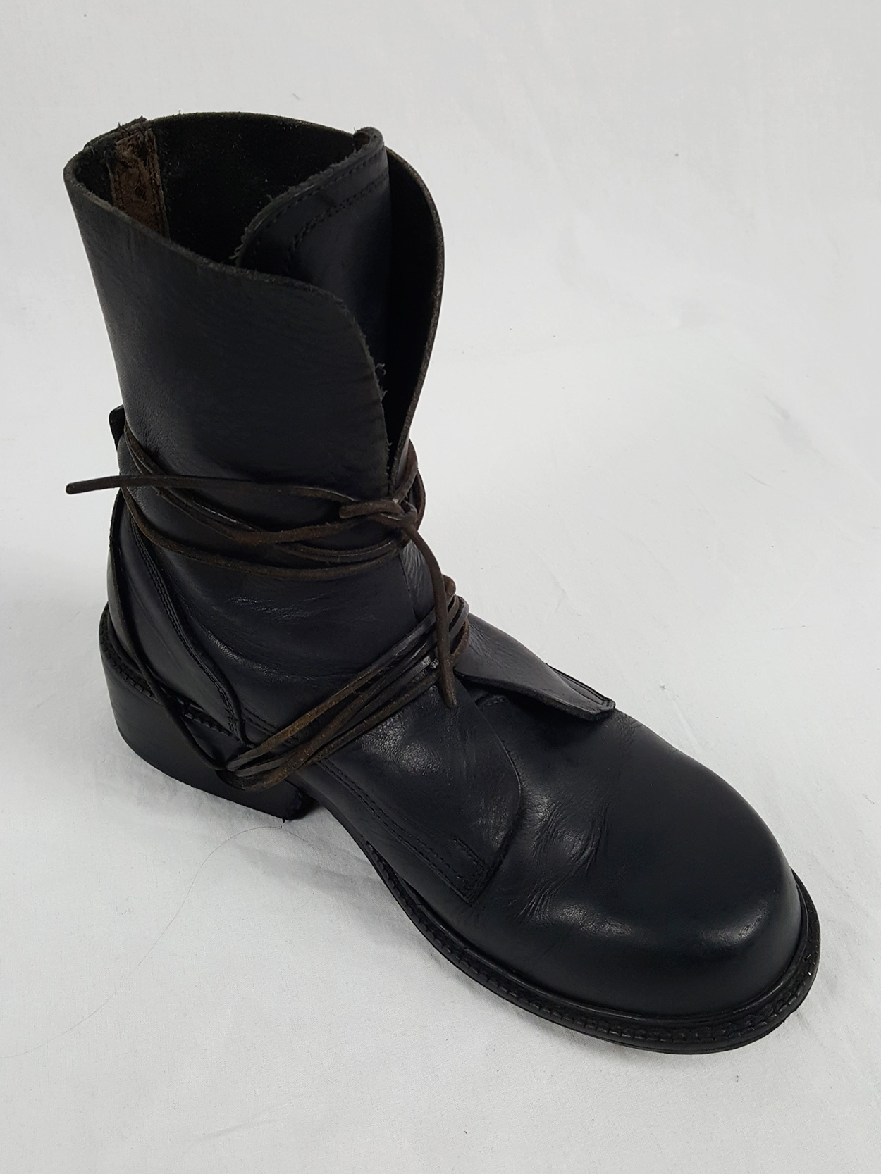 Dirk Bikkembergs black tall boots with laces through the soles (42 ...