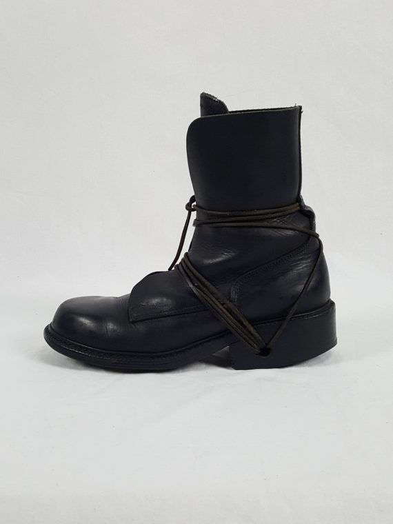 Vaniitas Dirk Bikkembergs black tall boots with laces through the soles 1990s113600
