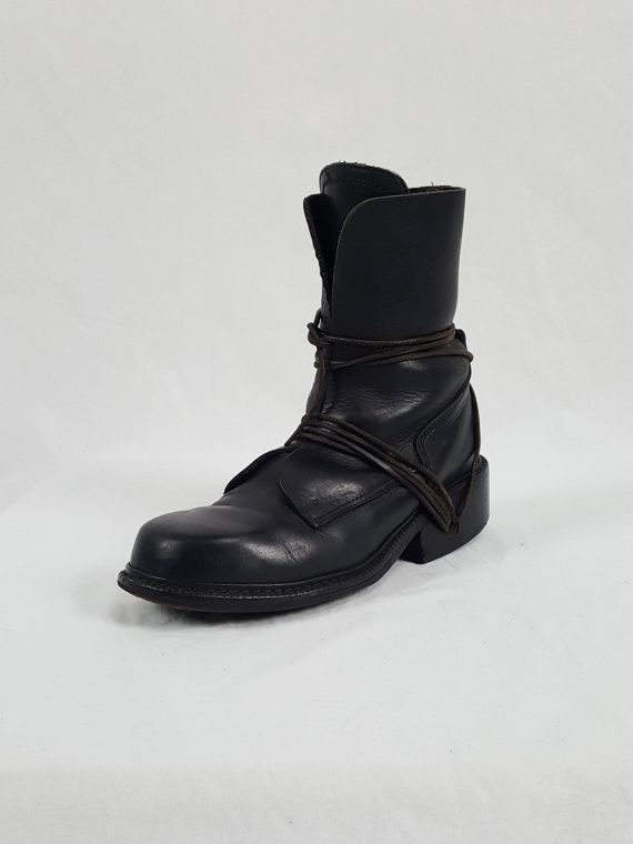 Vaniitas Dirk Bikkembergs black tall boots with laces through the soles 1990s113609