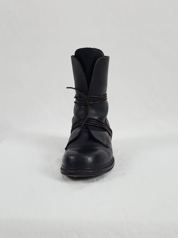 Vaniitas Dirk Bikkembergs black tall boots with laces through the soles 1990s113619