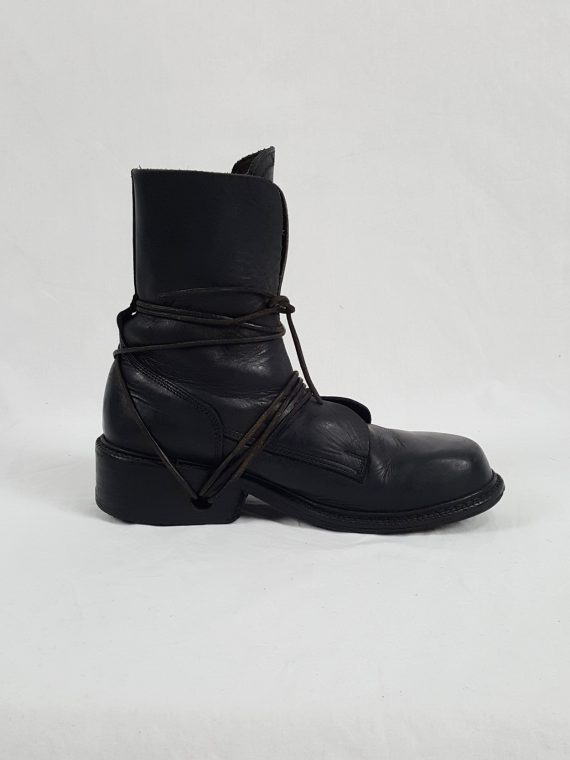 Vaniitas Dirk Bikkembergs black tall boots with laces through the soles 1990s113635