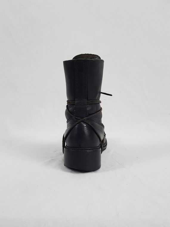Vaniitas Dirk Bikkembergs black tall boots with laces through the soles 1990s113655