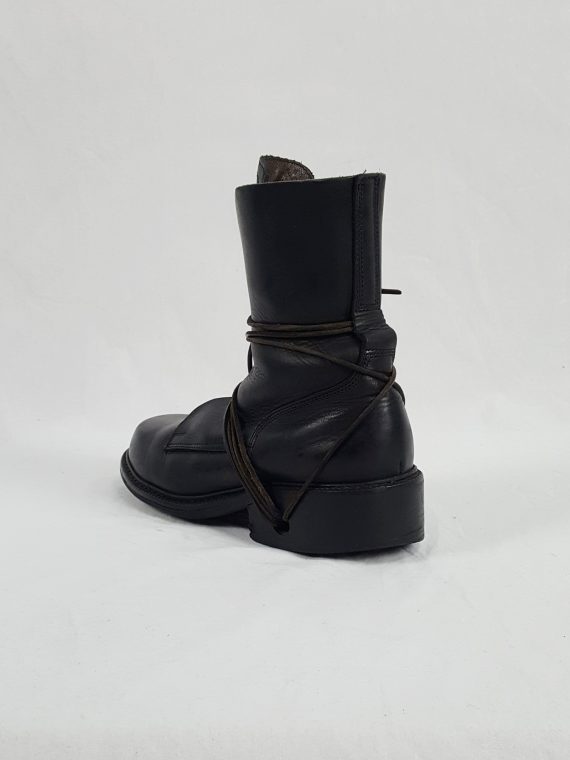 Vaniitas Dirk Bikkembergs black tall boots with laces through the soles 1990s113704
