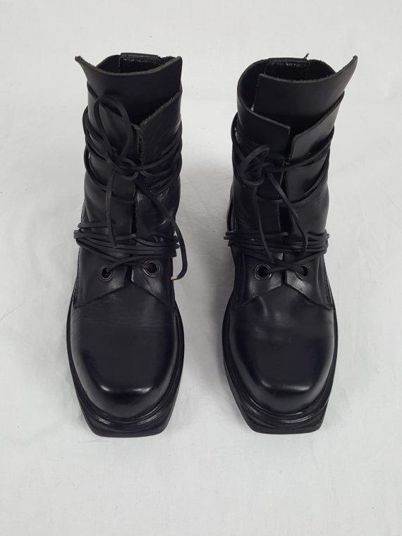 Vaniitas Dirk Bikkembergs black tall boots with laces through the soles 90s archive 114740