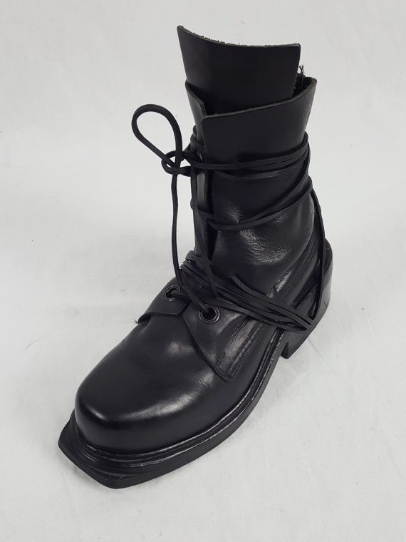 Vaniitas Dirk Bikkembergs black tall boots with laces through the soles 90s archive 114757