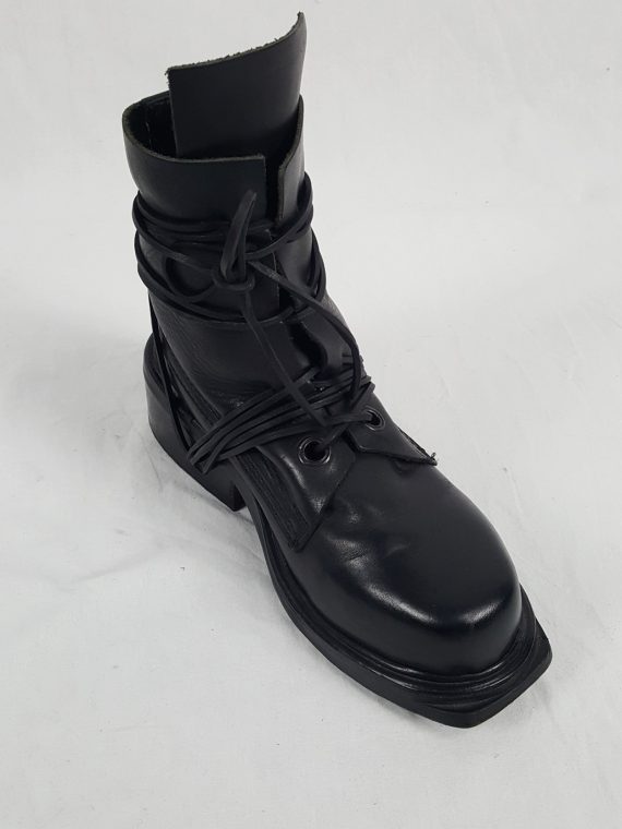 Vaniitas Dirk Bikkembergs black tall boots with laces through the soles 90s archive 114811