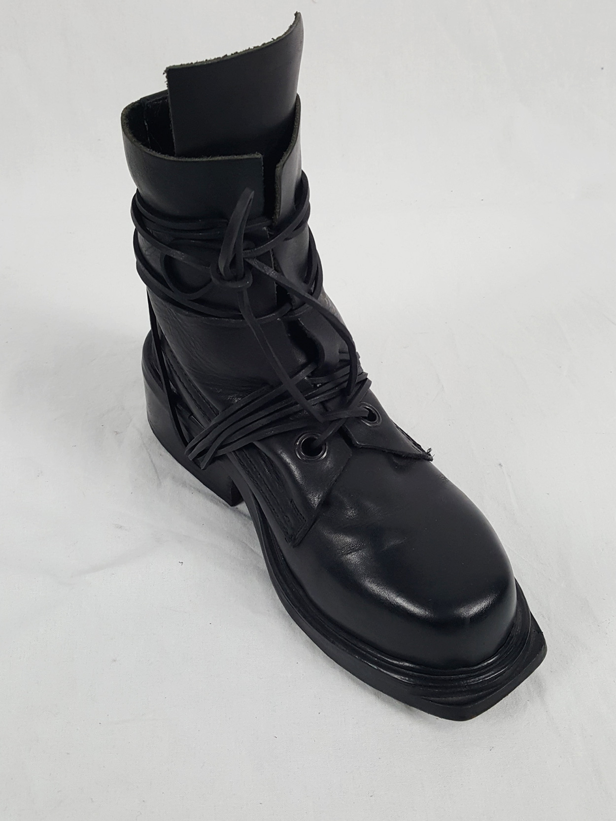 Dirk Bikkembergs black tall boots with laces through the soles (38 ...