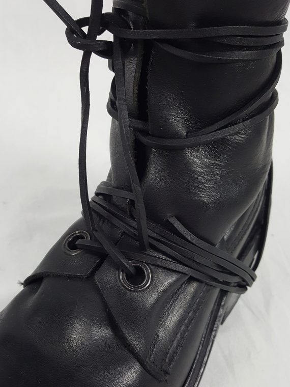 Vaniitas Dirk Bikkembergs black tall boots with laces through the soles 90s archive 114824