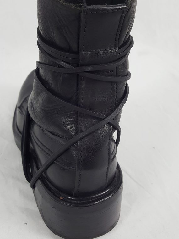 Vaniitas Dirk Bikkembergs black tall boots with laces through the soles 90s archive 114910