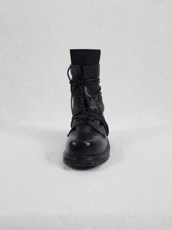 Vaniitas Dirk Bikkembergs black tall boots with laces through the soles 90s archive 115014